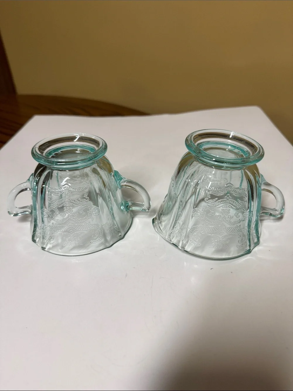 Indiana Glass Aqua Madrid Recollection Creamer and Sugar Set 3.25”
